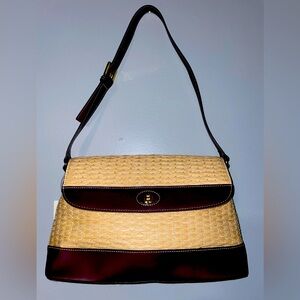 🧋NWT Etienne Aigner Tan and Brown Structured Shoulder Bag with Adjustable Strap